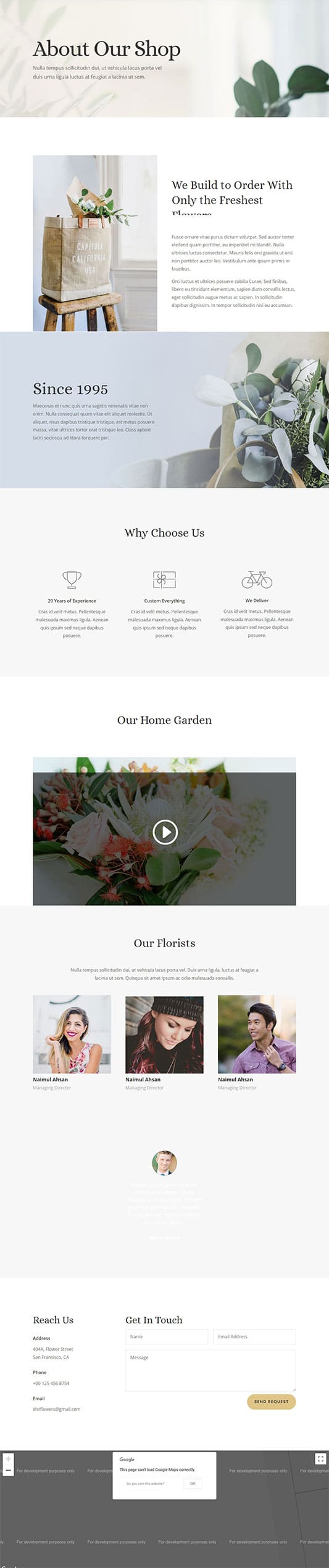 Florist About Page