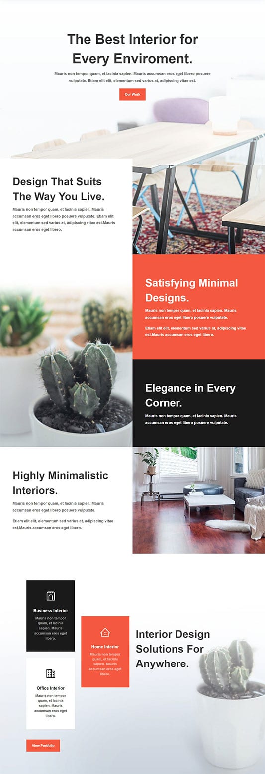 Interior Design Company Services Page