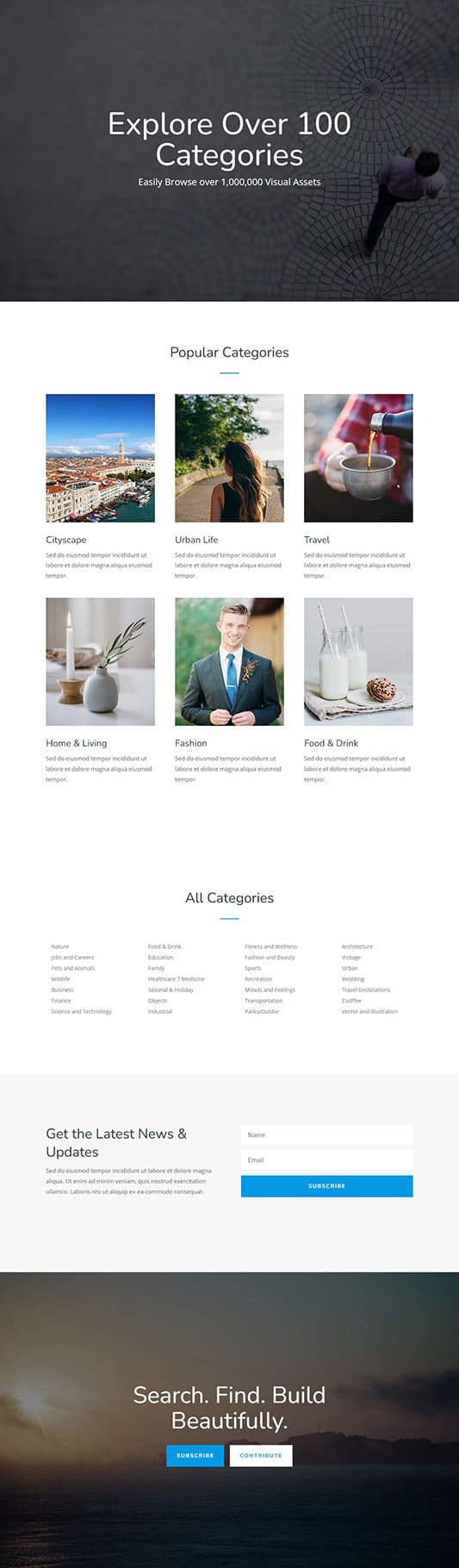 Photo Marketplace Categories Page